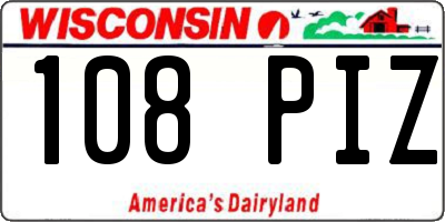 WI license plate 108PIZ