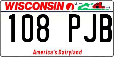 WI license plate 108PJB