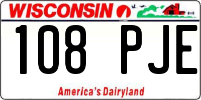 WI license plate 108PJE