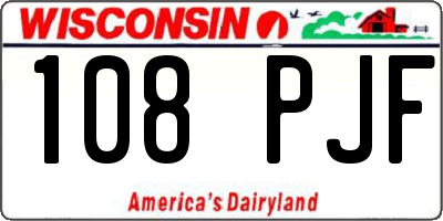 WI license plate 108PJF