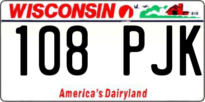 WI license plate 108PJK