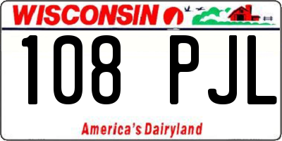 WI license plate 108PJL