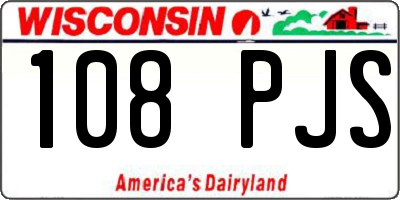 WI license plate 108PJS