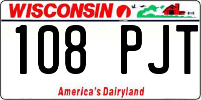 WI license plate 108PJT