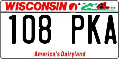 WI license plate 108PKA