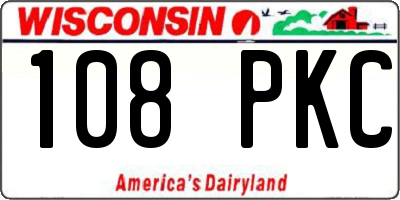 WI license plate 108PKC