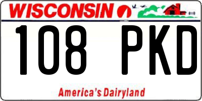 WI license plate 108PKD
