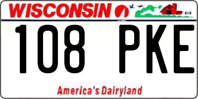 WI license plate 108PKE