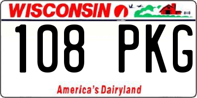 WI license plate 108PKG