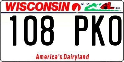 WI license plate 108PKO