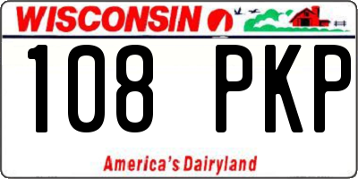 WI license plate 108PKP