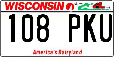 WI license plate 108PKU