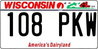 WI license plate 108PKW