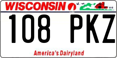 WI license plate 108PKZ