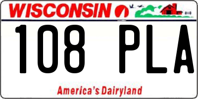 WI license plate 108PLA