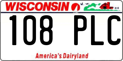 WI license plate 108PLC
