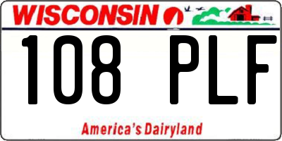 WI license plate 108PLF