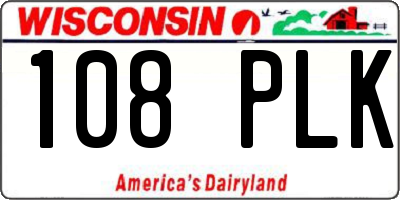 WI license plate 108PLK