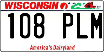 WI license plate 108PLM