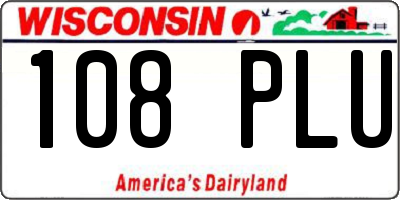 WI license plate 108PLU