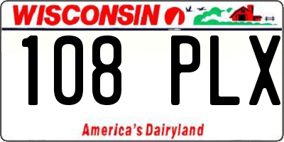 WI license plate 108PLX
