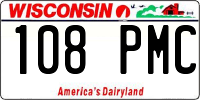 WI license plate 108PMC
