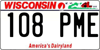 WI license plate 108PME