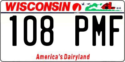 WI license plate 108PMF
