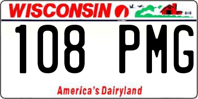 WI license plate 108PMG