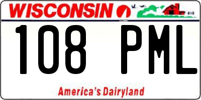 WI license plate 108PML