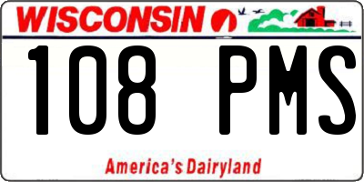 WI license plate 108PMS