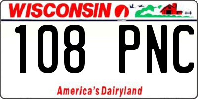 WI license plate 108PNC