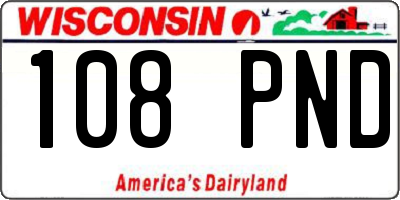 WI license plate 108PND