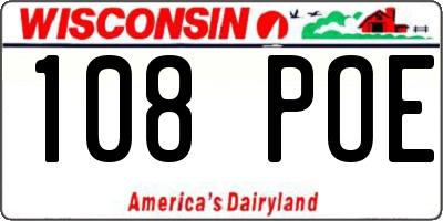 WI license plate 108POE