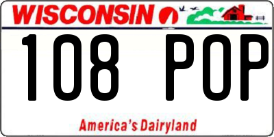 WI license plate 108POP