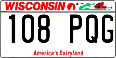 WI license plate 108PQG
