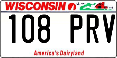 WI license plate 108PRV