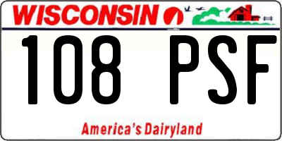 WI license plate 108PSF