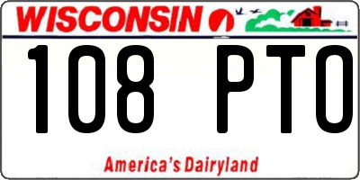 WI license plate 108PTO