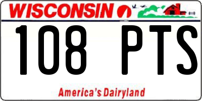 WI license plate 108PTS