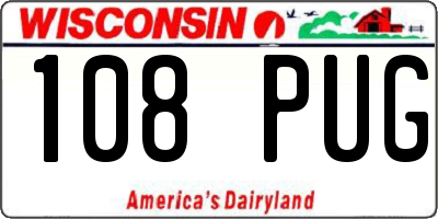 WI license plate 108PUG