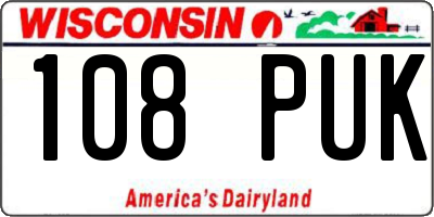 WI license plate 108PUK