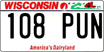 WI license plate 108PUN