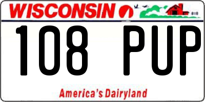 WI license plate 108PUP
