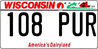 WI license plate 108PUR