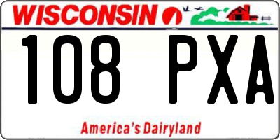 WI license plate 108PXA