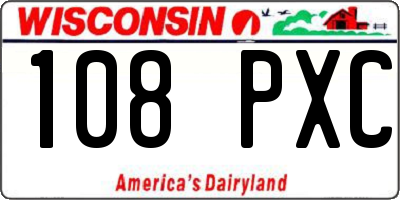 WI license plate 108PXC