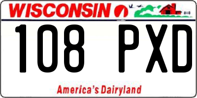 WI license plate 108PXD
