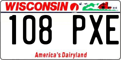 WI license plate 108PXE