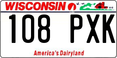 WI license plate 108PXK